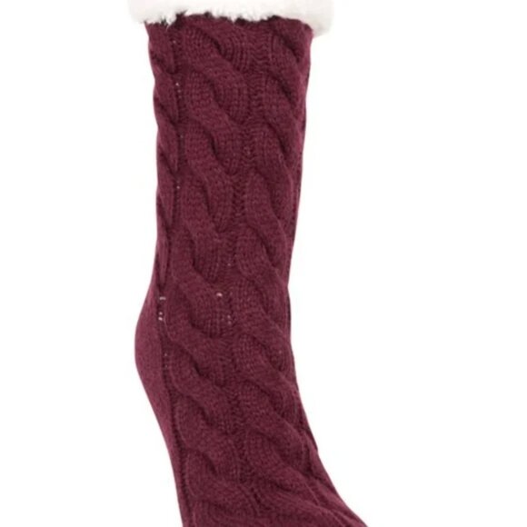 Burgundy Women's Slipper Socks - Picture 1 of 5